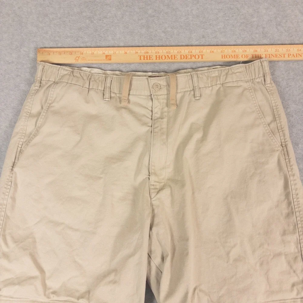 Levis XX Chino EZ Shorts Mens XXL Tan Khaki Elastic Waist Relaxed Fit Cotton